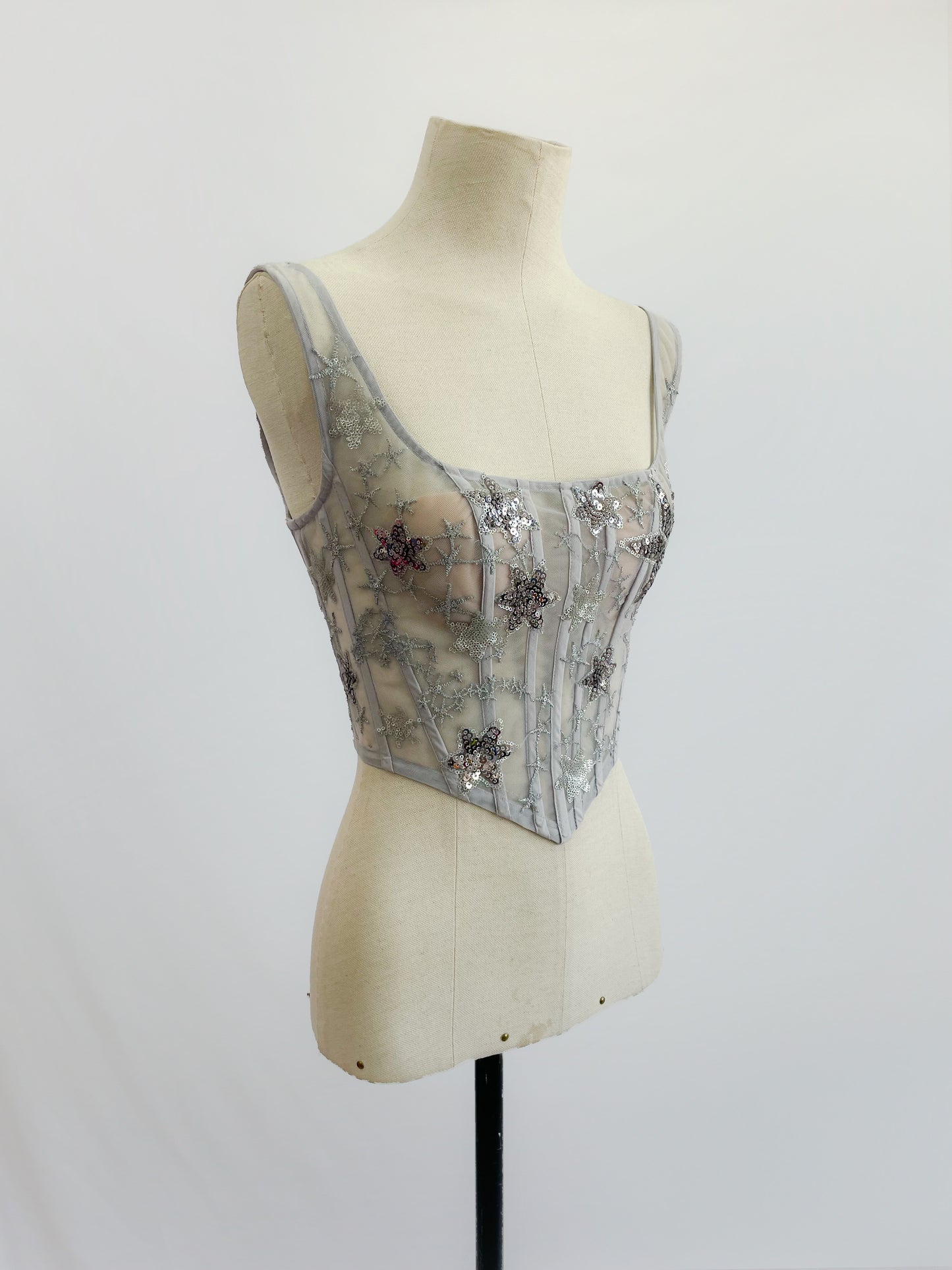 Jupiter Silver Corset Sample Size 10-12