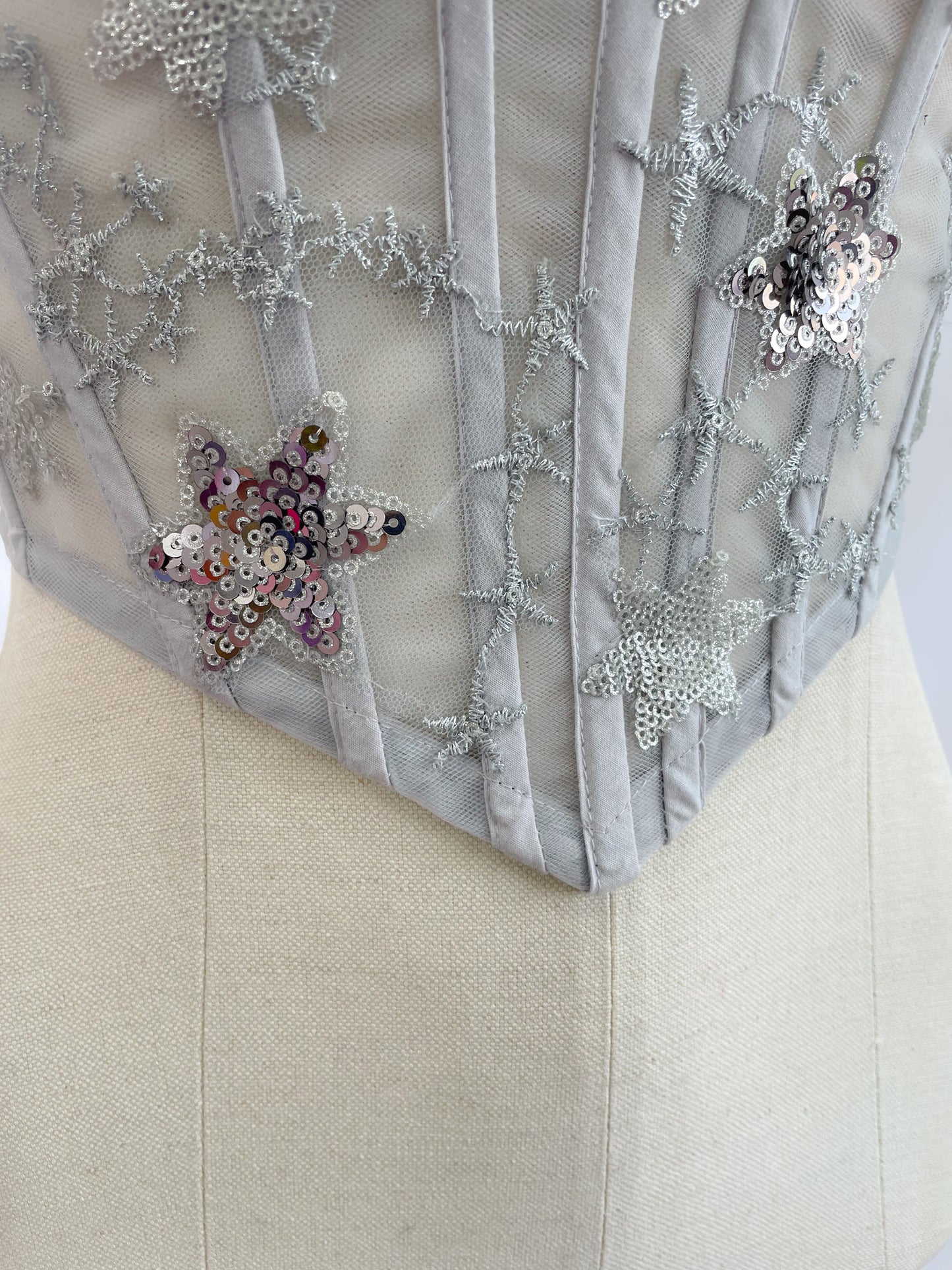 Jupiter Silver Corset Sample Size 10-12