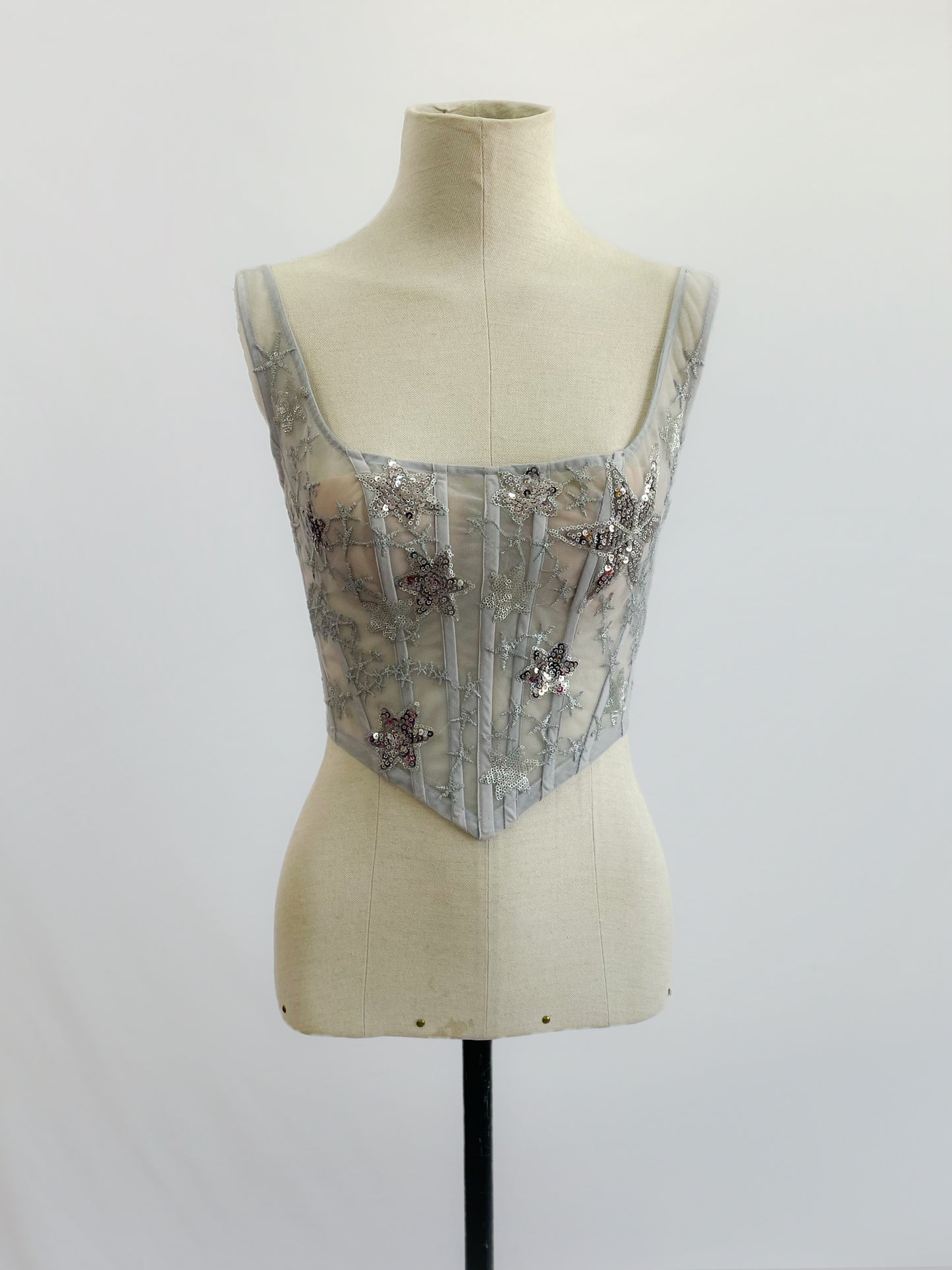Jupiter Silver Corset Sample Size 10-12