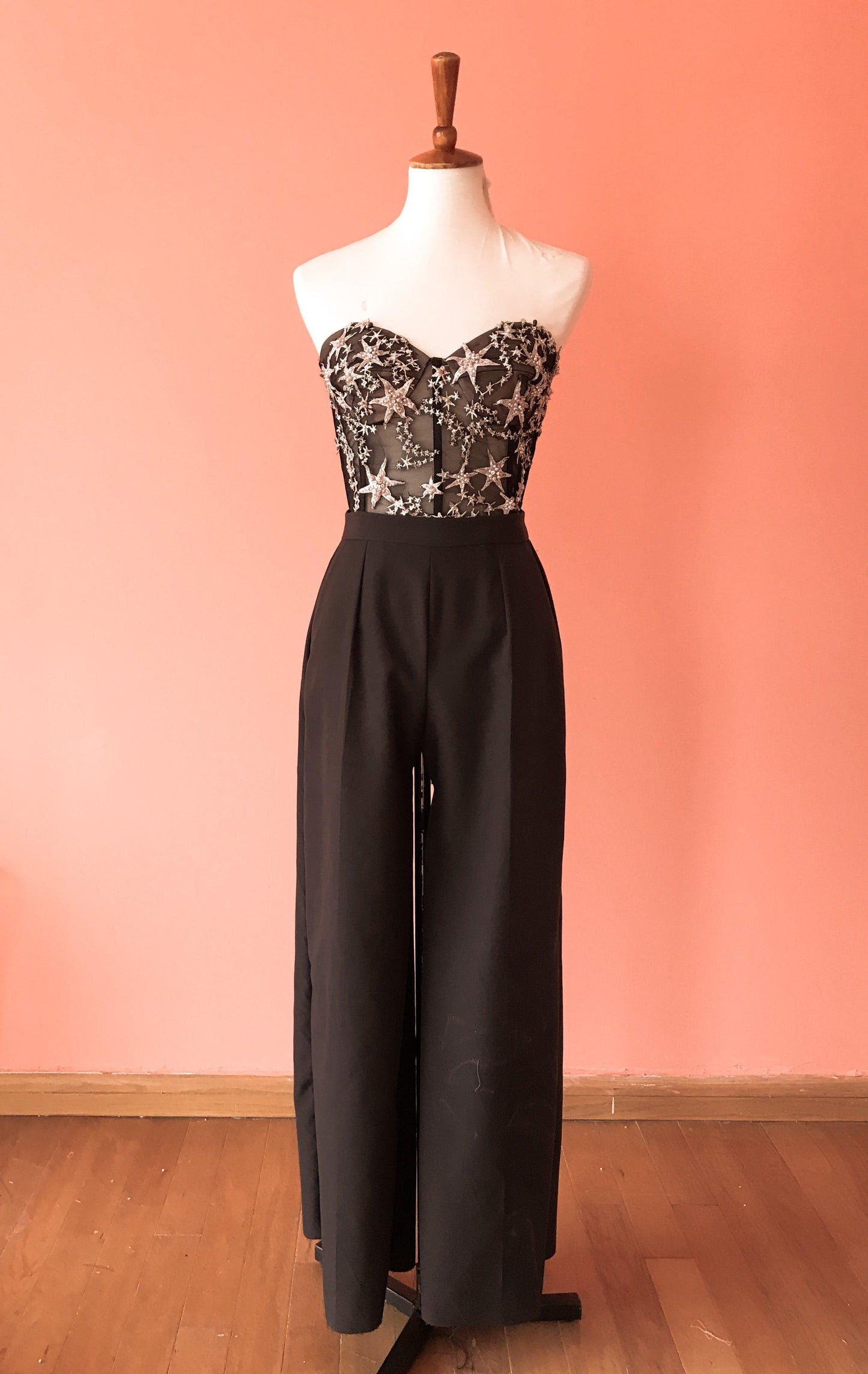 Pantalón Pata Ancha negro Talla 6 Largo 115 cm ENVÍO/ENTREGA INMEDIATA - Georgina Chávez