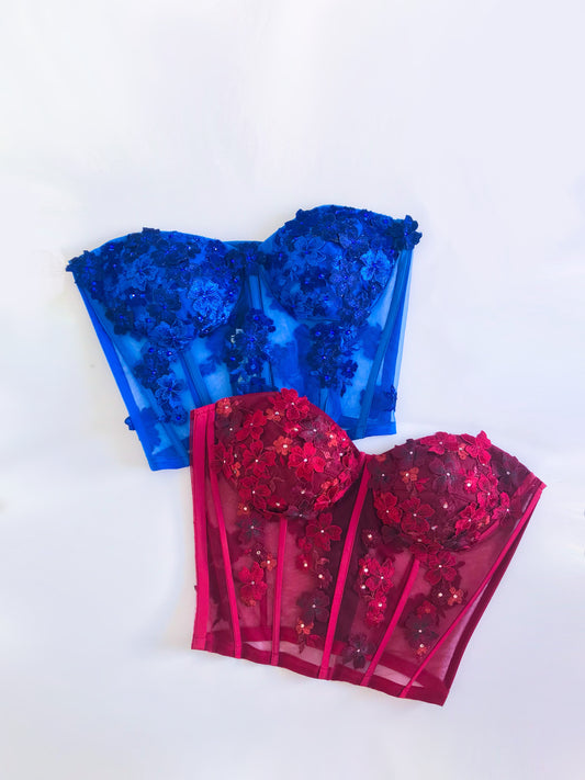 Royal Blue Hydrangea Bustier Sample Size 4-6