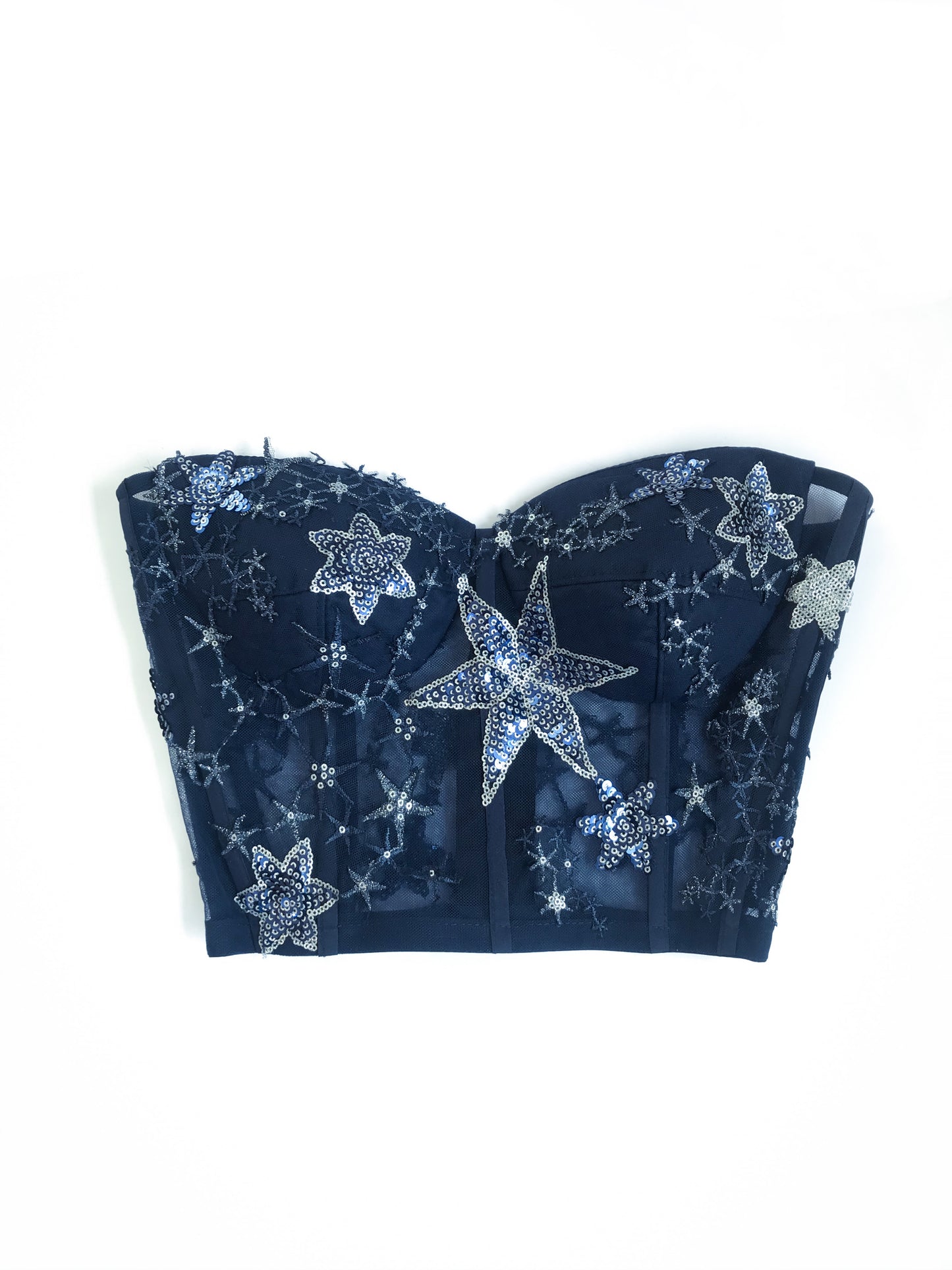 Muestra Bustier de estrellas azul marino talla 6-8