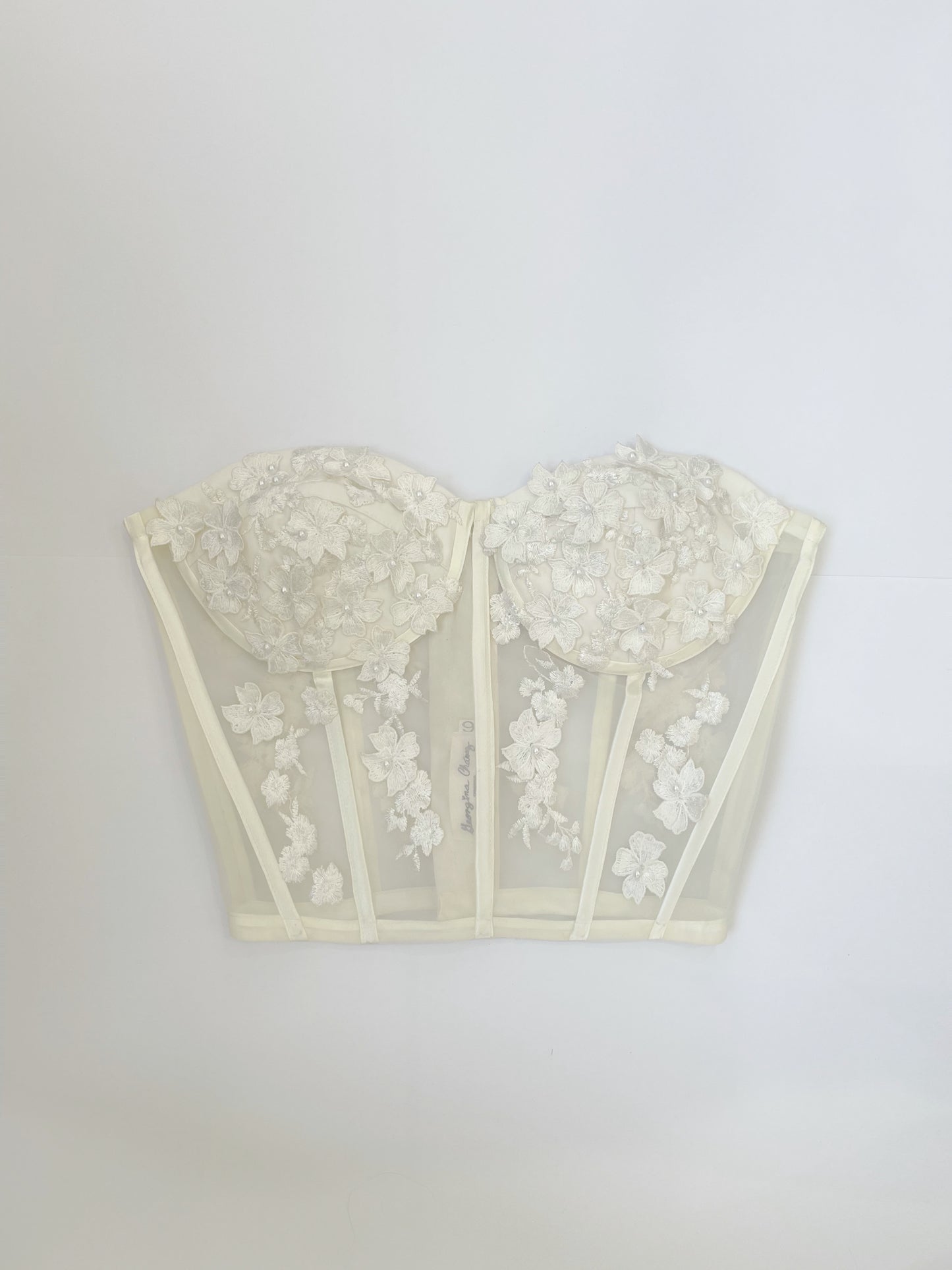 Muestra Bustier de Hortensias marfil talla 12-14