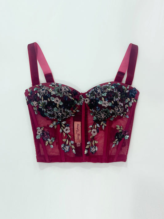 Unique cherry embroidered bustier size 4-6