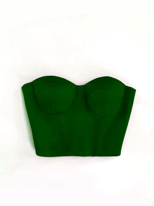 Selene forest green bustier size 12-14 (Made to order)