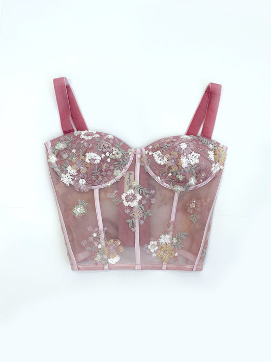Gabriela Bustier Sample in Antique Rose Size 10-12 (Approx.)
