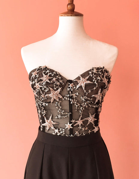 Floral-Embroidered Bustier Top