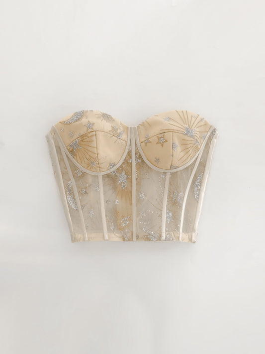 Beige Constellation Bustier Size 0-2 (Made to Order)