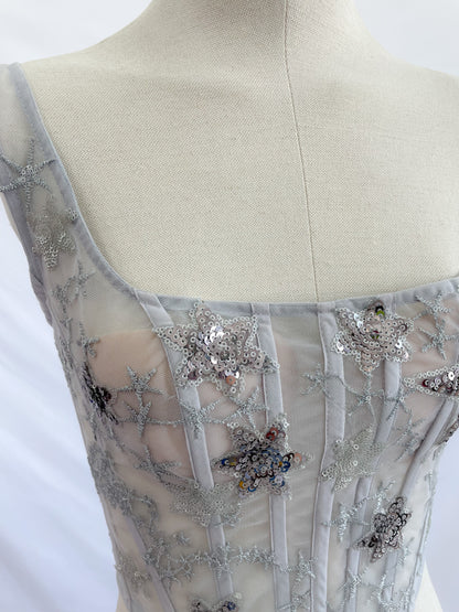 Jupiter Silver Corset Sample Size 10-12