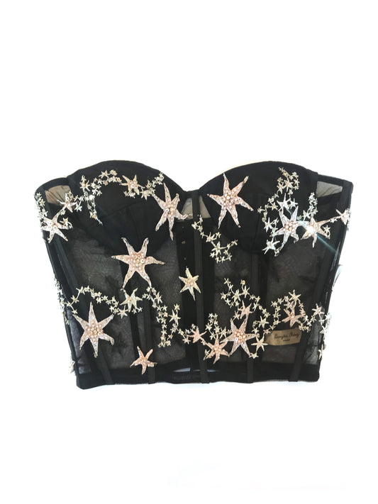 Muestra Bustier de estrellas  negro talla 2-4