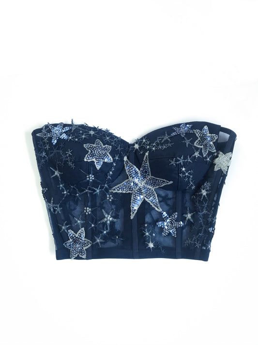 Muestra Bustier de estrellas azul marino talla 6-8