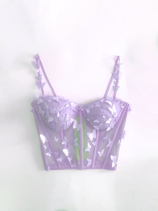 Muestra Bustier de Mariposas lila talla 0-2