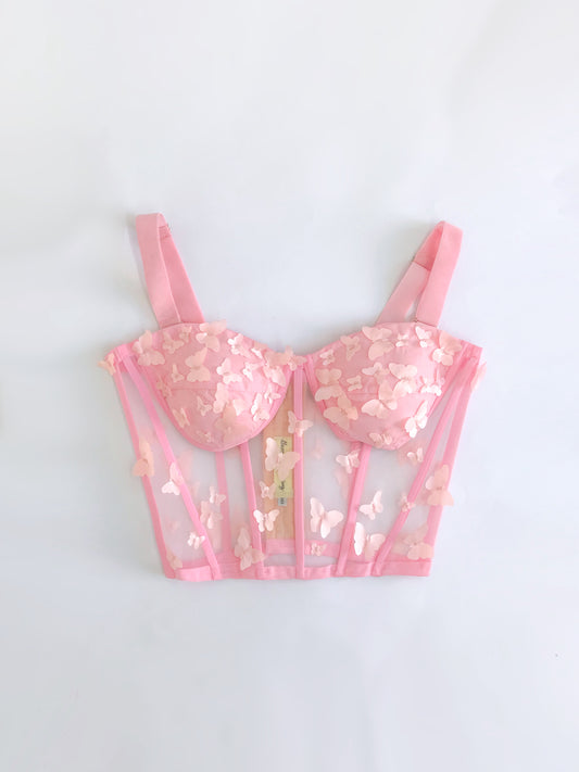 Pastel Pink Butterfly Bustier Sample Size 6-8