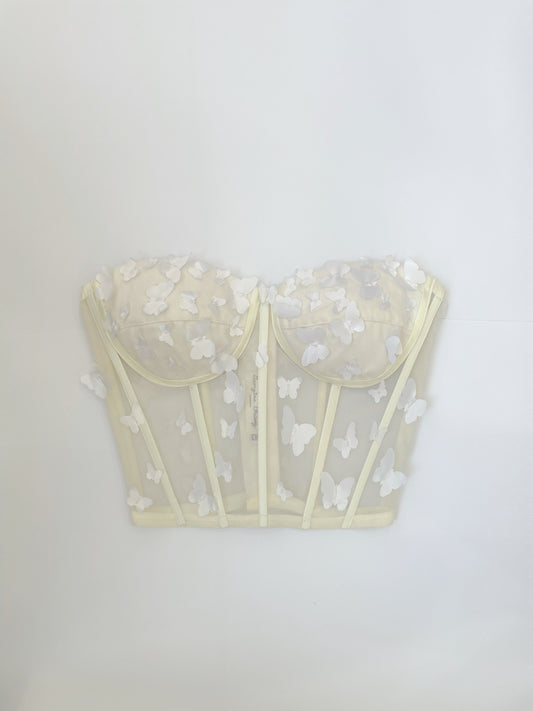 Muestra Bustier de Mariposas marfil talla 4-6
