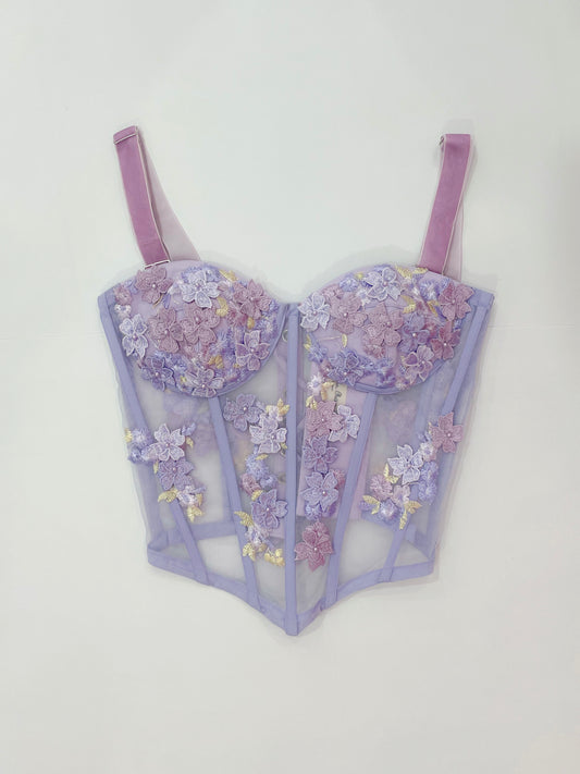 Sample Lilac Hydrangea Bustier – Size 6–8 (One of a kind)