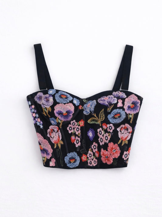 Black Garden Bustier Sample, Size 6-8