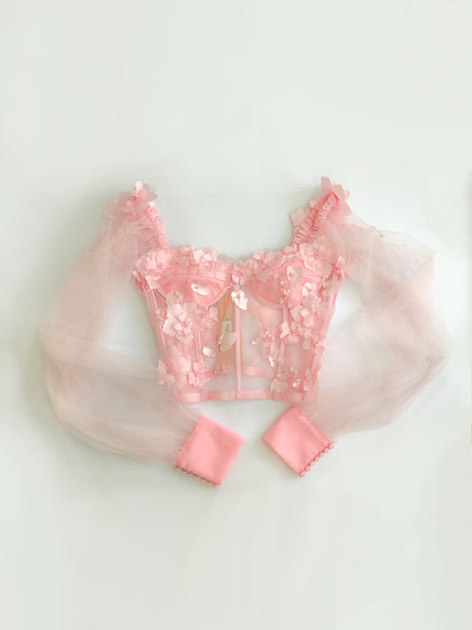 Pastel Pink Rose Bustier Size 4-6 (Made to Order)