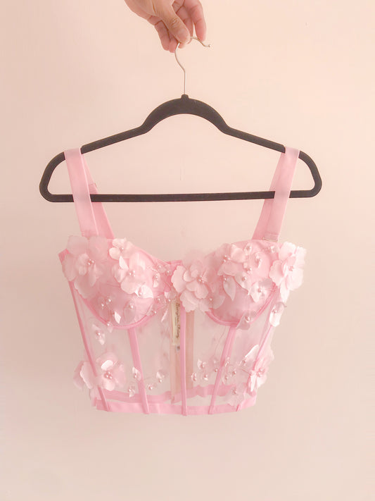 Pastel Pink Rose Bustier Size 4-6 (Made to Order)