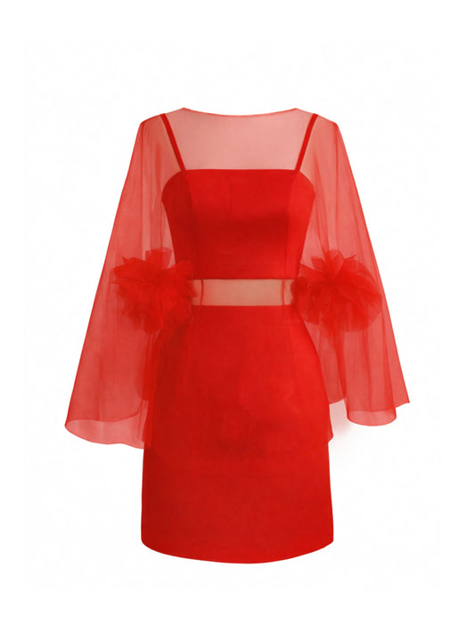 Clavel Top and Short Skirt Set with Cape