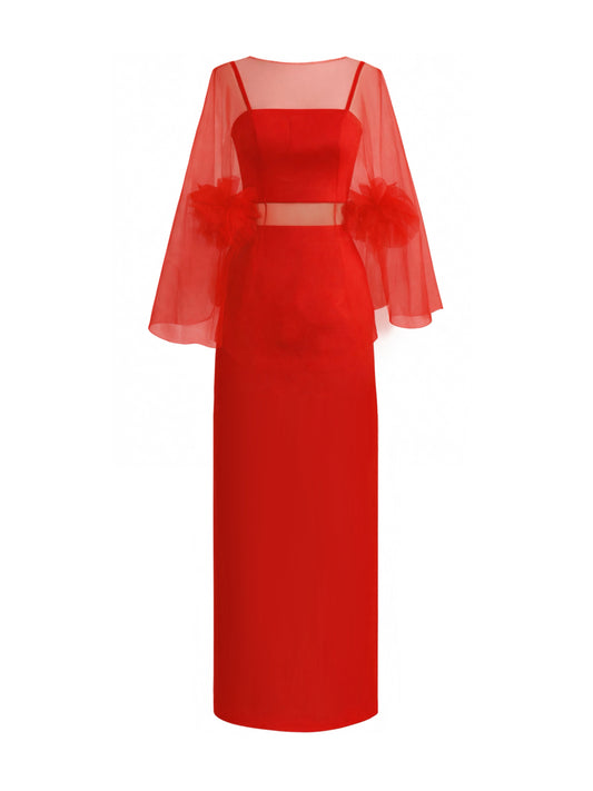 Clavel Top and Long Skirt Set with Cape