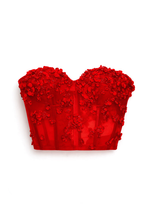 Bustier de Flores 3D rojo talla 22-24