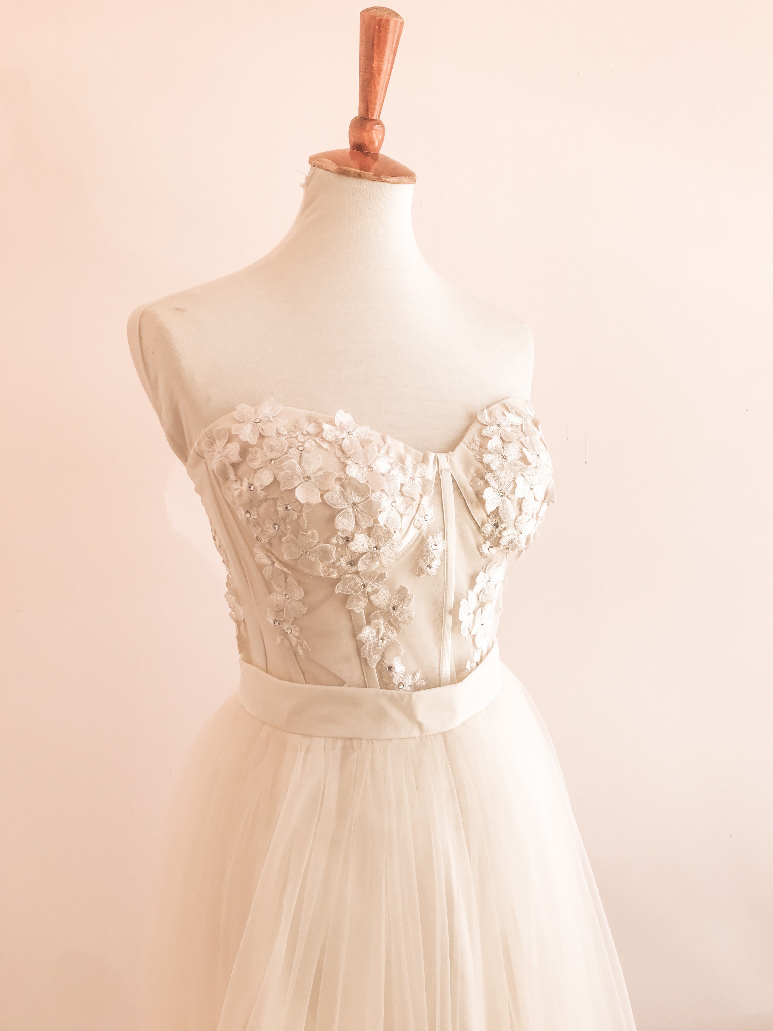 Hydrangeas bustier and tulle skirt bridal set