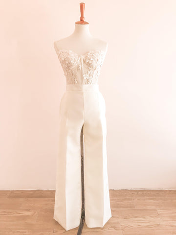 Blazer, Hydrangeas bustier and trouser bridal set