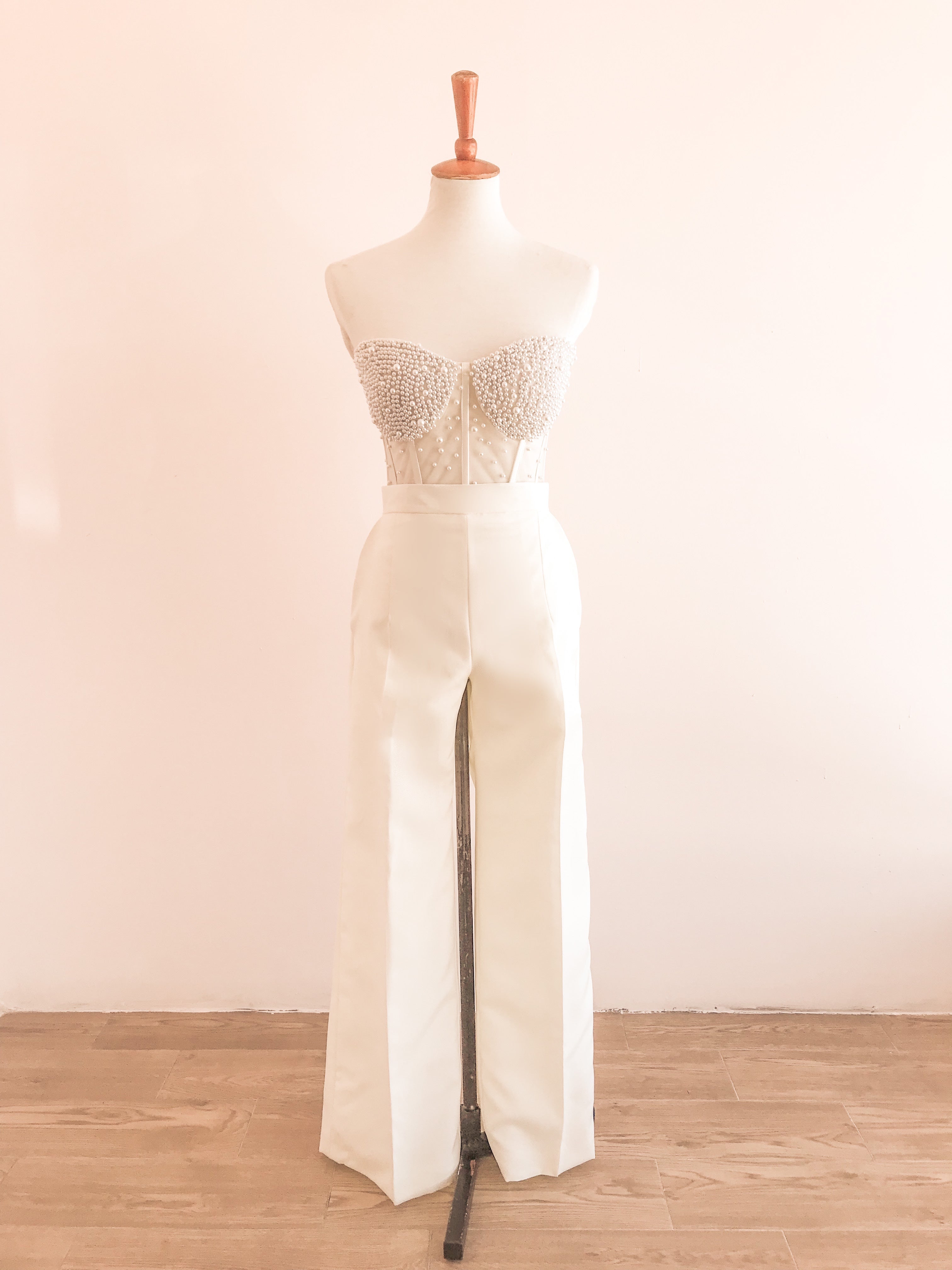 Pearl bustier and trouser set