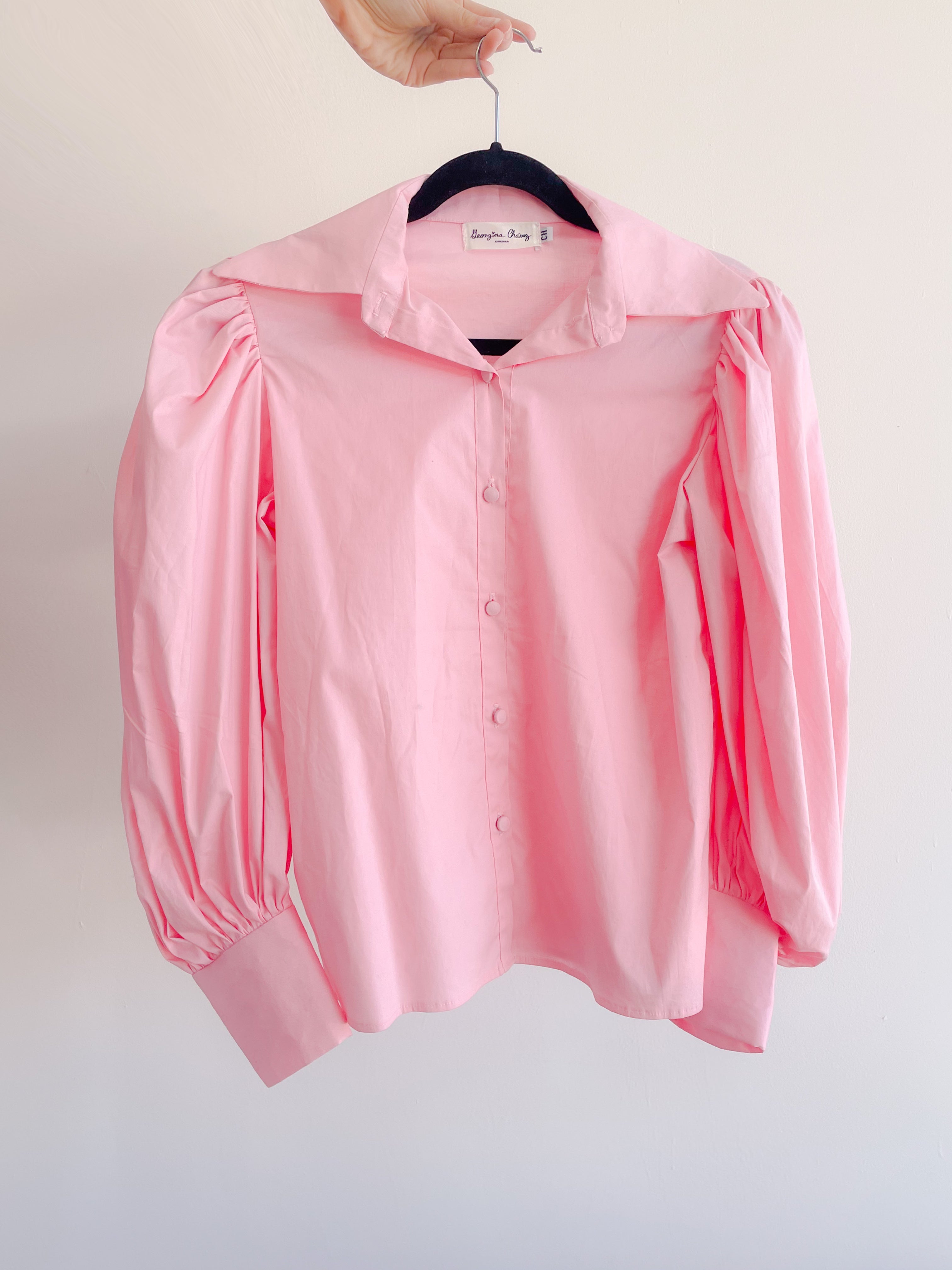 Pastel Pink Blouse with Balloon Sleeves Size S IMMEDIATE SHIPPING/DELIVERY