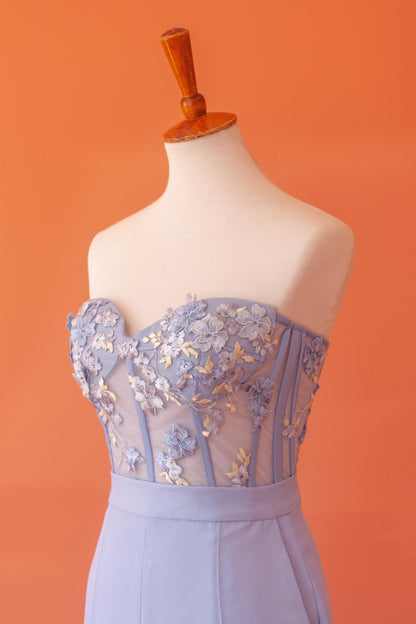 Set Bustier Hortensias y Pantalón Pata Ancha - Georgina Chávez