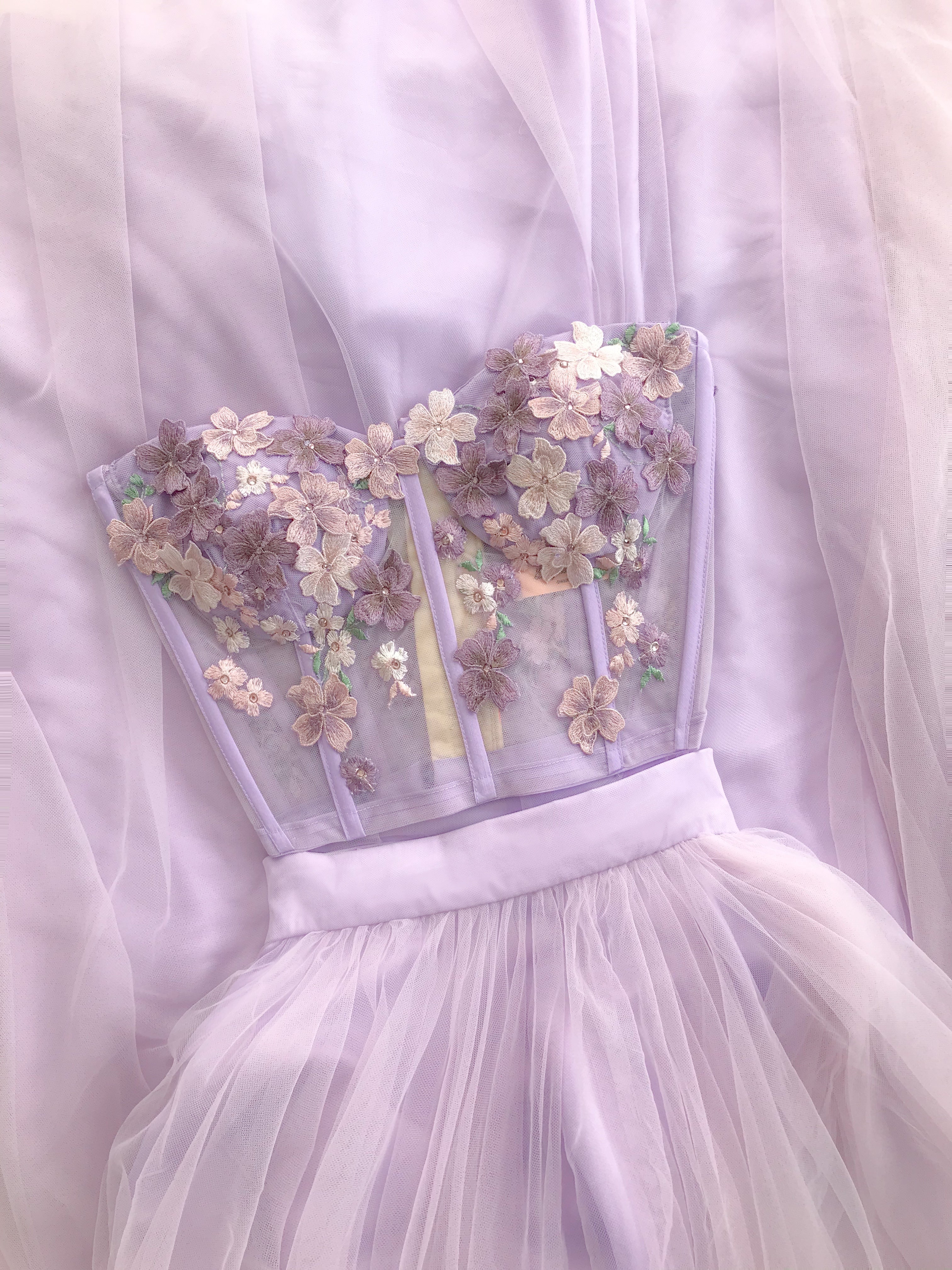 Hydrangeas bustier and tulle skirt set