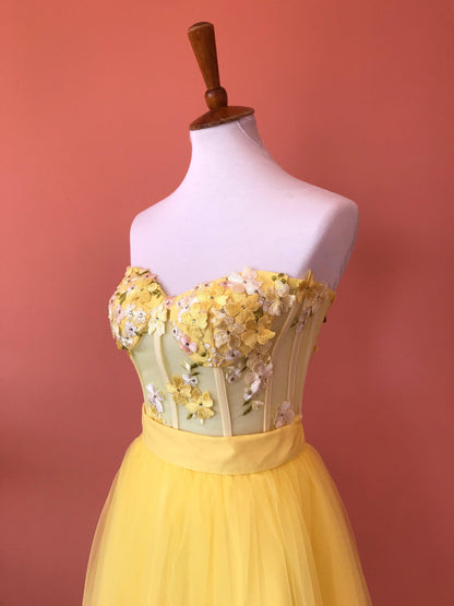 Set Bustier Hortensias y Falda Tul - Georgina Chávez